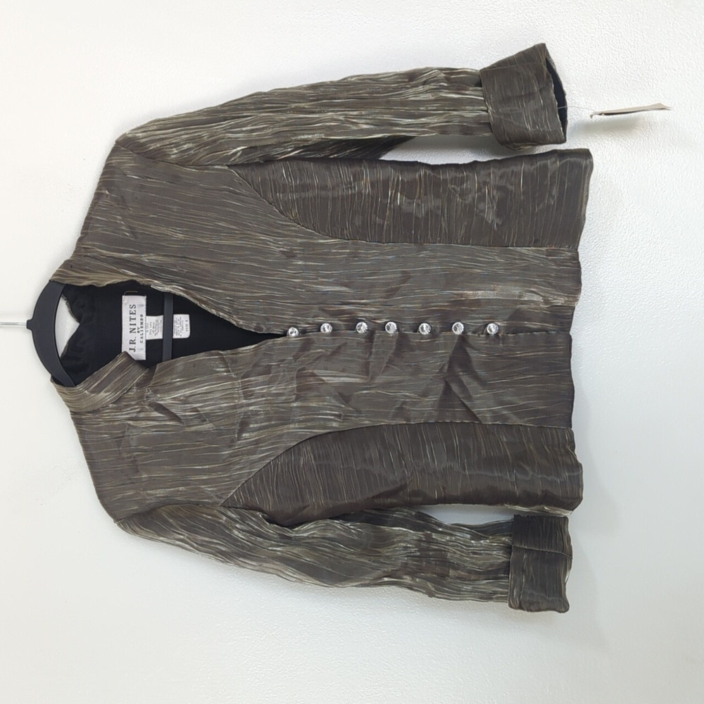 NWT Deadstock 80s Vintage J.R. Nites‎ Gold Rhinestone Button High Neck Jacket 6